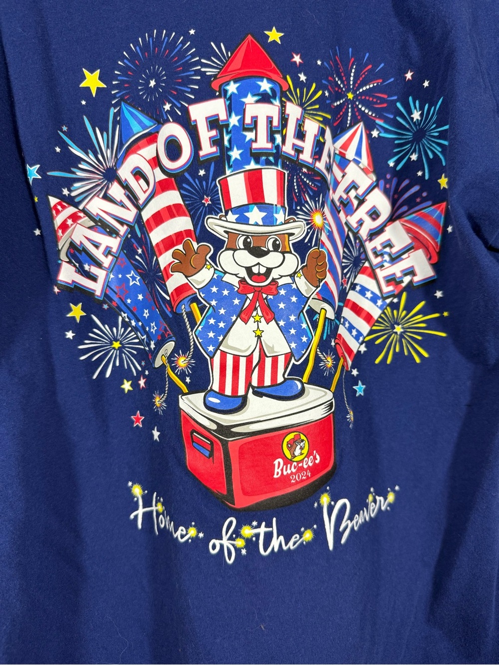 Buc-ee’s 2024 Patriotic 4th of July Uncle Sam Beaver Graphic Tee M